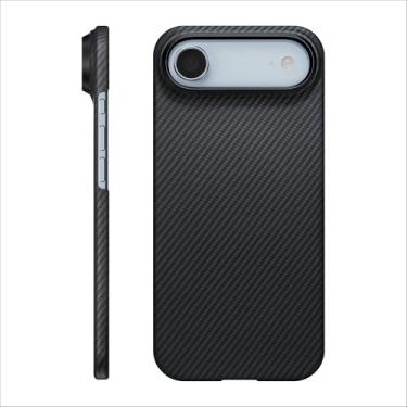 Imagem de pitaka Capa para iPhone Air de 6,5 polegadas, compatível com MagSafe, capa ultrafina com sensação de toque sem capa, tecido de fibra de aramida 600D, preto/cinza (sarja)