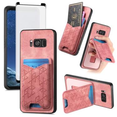 Imagem de Asuwish Capa de celular para Samsung Galaxy S8 Plus com protetor de tela de vidro temperado fino com compartimento para cartão de crédito com suporte para celular S8plus S 8 8plus 8S Edge S8+ SM-G955U