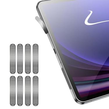 Imagem de Luchantle 8 peças de adesivos de rede à prova de poeira de metal para Samsung Galaxy Tab S10/ S10 Ultra, protetor de malha antipoeira para fone de ouvido (preto)