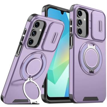 Imagem de Anlalish Capa compatível com Samsung A56 5G com suporte, capa de telefone resistente à prova de choque para Samsung Galaxy A56 5G com capa de câmera (roxa)