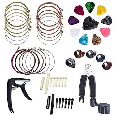 Imagem de Tomvorks Guitar Maintenance Kit Guitar Repairing Tool Set para Folk Clássica Com 3 Cordas 9 Picaretas Tuner Nails Três Em Uma Ferramenta