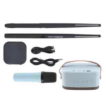 Imagem de Kit de tambor de tambor de ar elétrico kit portátil tambor virtual conjunto com bateria instrumentos musicais para adultos kids bateristas abdomos embutidos na bateria incluíam (Preto)