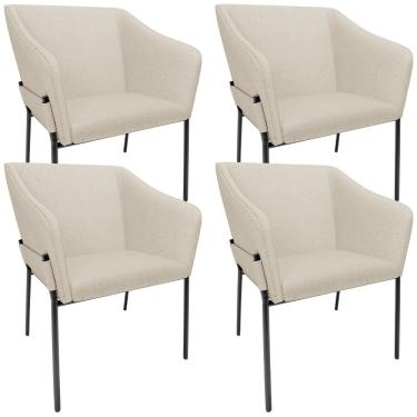 Imagem de Kit 4 Cadeiras Para Sala de Jantar Estar Living Olívia L02 Linho Bege - Lyam Decor