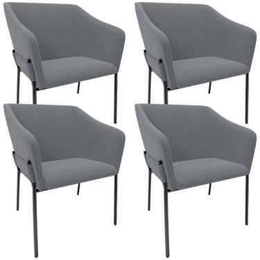 Imagem de Kit 4 Cadeiras Para Sala de Jantar Estar Living Olívia L02 Suede Cinza - Lyam Decor