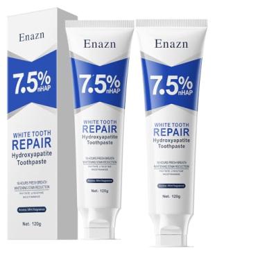 Imagem de Pasta de dente 7,5% de nano hidroxiapatita para proteção do esmalte e fortalecimento dos dentes, menta refrescante sem flúor, promove o hálito fresco, uso diário para saúde bucal e menta suave, 120 ml