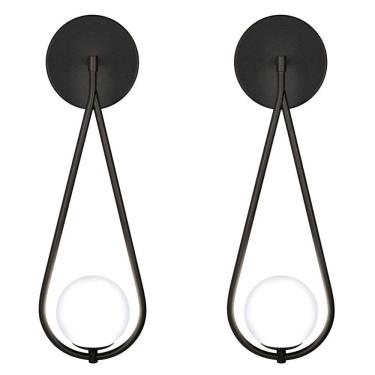 Imagem de Kit 2 Luminárias Arandela Parede Gota Globo Vidro Sala Preto