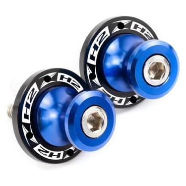 Imagem de 2 peças de acessórios de motocicleta M8 parafusos de suporte deslizante de carretel de braço oscilante compatíveis com ZH2 Z H2 Zh2 2019-2020 -2022 (azul)