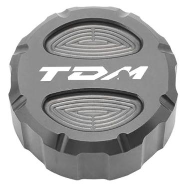 Imagem de Acessórios CNC para motocicleta, tampa do reservatório de fluido de freio dianteiro, traseiro, tampa de óleo do motor compatível com Y&AMAHA TDM 850 TDM 900 2004-2015 (capa traseira cinza)