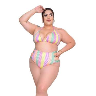 Imagem de Biquíni Plus Size Cintura Alta Sem Bojo Verão 2025 Marquinha - ANNA AM