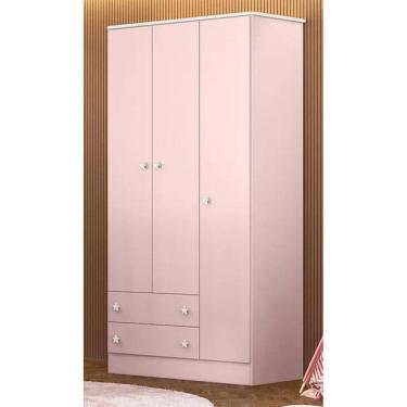 Imagem de Guarda Roupa Infantil 3 portas e 2 gavetas DOCE SONHO ROSA ACETINADO