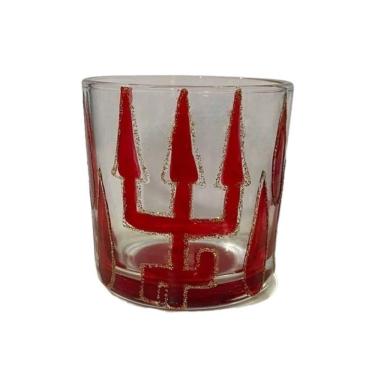 Imagem de Copo whisky de vidro exú tridente vermelho 230 ml nadir luxo