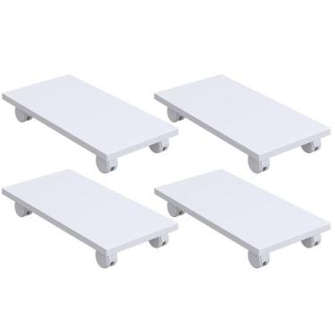 Imagem de Kit 04 Suportes Para Cpu Com Rodízios Cyber L03 Branco - Lyam Decor