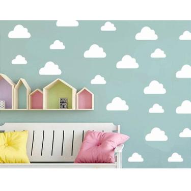 Imagem de Adesivo de Parede Infantil Nuvens Brancas - Kit com 40 Unidades - no-b