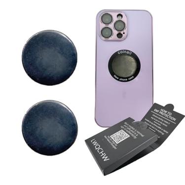 Imagem de Adesivos Shungite de proteção de gadget para celular 2 peças | Placas adesivas redondas para bloqueio de más vibrações | Placas de pedra shungite polida (30 mm 2 peças)