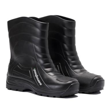 Imagem de Bota De Pvc Para Chuva Cano Medio Impermeável Preta Pantaneiro Motocilcista Motoqueiro Uso Geral 43/44