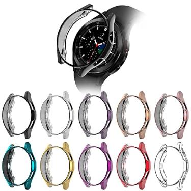 Imagem de RICHONE [Pacote com 10] Capa para Samsung Galaxy Watch 4 Classic 46 mm [SEM protetor de tela], moldura protetora fina de TPU macio, bordas elevadas, capa protetora de 46 mm SM-R890 (10 peças)