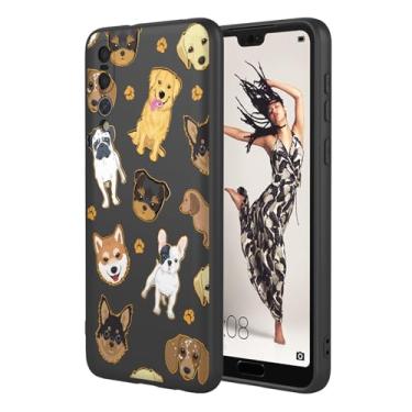 Imagem de HTXWXJC Capa de telefone para Huawei P20 Pro, CLT-L09, CLT-L29 capa à prova de choque flexível bumper TPU capa macia padrão cão capa de telefone para Huawei P20 Pro Black Dog