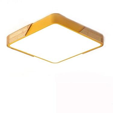 Imagem de Luminária de teto grande regulável para quarto infantil com controle remoto Luminária de teto nórdica de madeira maciça para decoração moderna minimalista Painel de teto semi-embutido Downli