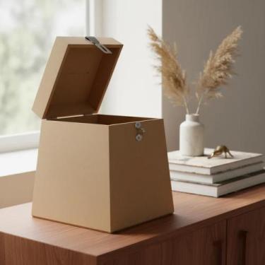 Imagem de Urna Cofre Mdf Cru Caixa Sorteio Igreja / Casamento N3 - DZX Distribui