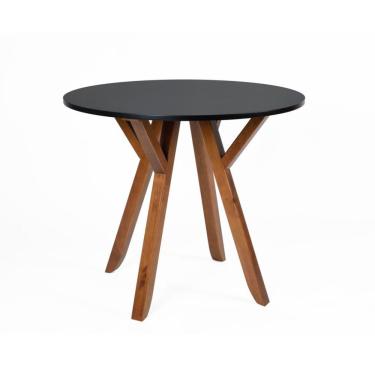 Imagem de Mesa de Jantar Redonda Ipiranga Amêndoa e Preta 90 cm