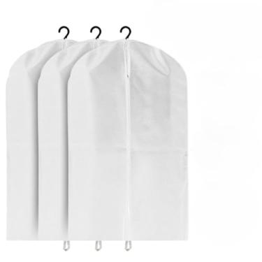 Imagem de Capa para Terno, 60cm de Largura X 100cm de Altura, Bolsa para Guardar Ternos, Kit 3(Branco)