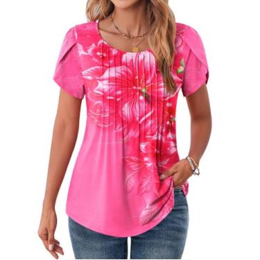 Imagem de Blusa Zeagoo Floral para mulheres, casual, solta, boho, petal, top S