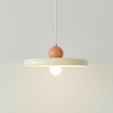 Imagem de YQSLQZZ Luminária pendente pequena de cabeceira moderna, estilo creme, sala de jantar, cozinha, ilha, suspensa, luminária, mesa de jantar, corredor, acima da pia, lustre