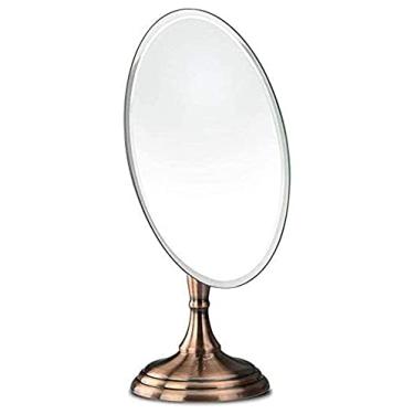 Imagem de WYUYIWH Espelho de maquiagem pequeno, espelho de maquiagem oval de mesa de um lado espelho espelho de maquiagem (cor: A)