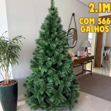 Imagem de Árvore De Natal Pinheiro 2,1M E 566 Galhos Apoio De Metal Verde Sala N