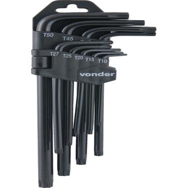 Imagem de Jogo chave torx t10-t50 tipo L longa vanád. c/ 9 pç Vonder