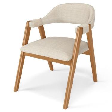 Imagem de Cadeira de Jantar e Estar Living Estofada Nadja L02 Linho Palha - Lyam