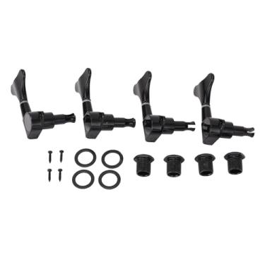Imagem de Pinos de afinação de guitarra baixo, preto, metal, selado, conjunto de 4 peças, estabilidade de afinação confiável para baixo de 4 cordas para destros