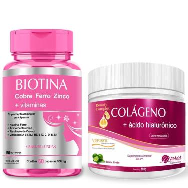 Imagem de Kit Pele Cabelos e Unhas: Colágeno Hidrolisado c/ Hialurônico e Biotina 30 doses-Unissex