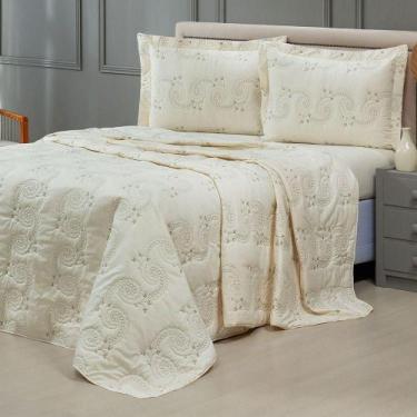 Imagem de Cobre Leito 3 Peças Queen Percal 200 Fios Mistral 100% Algodão - Palha