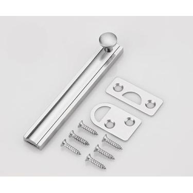 Imagem de SUYA Trava deslizante oculta de 90/180 graus, parafuso de superfície de latão sólido de 10 cm em níquel acetinado, trava elegante e segura para portas francesas/cercas de madeira/portões/armários ou