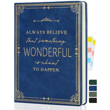 Imagem de Lined Journal Notebook for Women & Men, Hardcover Leather Journal for Writing,Travel,Business,Work & School, A5 College Ruled Social Notebook for Note Taking, Diary Notepad 200 Pages (Blue)