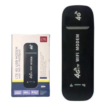 Imagem de Modem 4G LTE Mini Roteador USB Portátil 150 Mbps para Viagem/Escritório/Homem-Office • Compatível com Chips de Operadoras • Compartilha WiFi 150Mb/s • Alimentação USB Universal