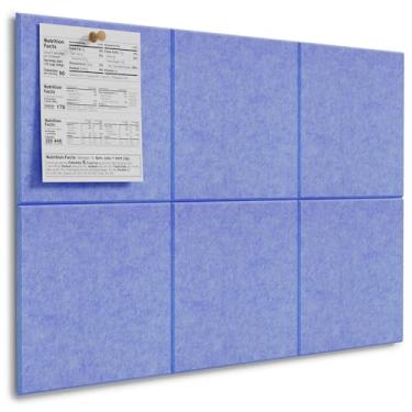 Imagem de MaxGear Quadro grande de cortiça para parede de 91 cm x 61 cm, quadro de avisos azul celeste, pacote com 6 azulejos de parede de feltro com pinos, placas de cortiça para escritório placa de pino de