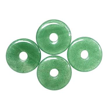 Imagem de Casaper Aventurina verde natural grande buraco 7 mm anéis circulares de moeda de rosquinha de cristal natural, pedra polida, contas de pingente de disco redondo plano para fazer joias, artesanato, 4
