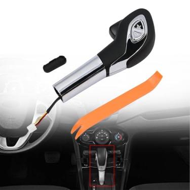 Imagem de Magimaker Maçaneta de câmbio automática com botão CN1Z-7213-CA compatível com Ford Fiesta 2014 2015 2016 2017 2018 2019, alavanca de câmbio (chapeamento)