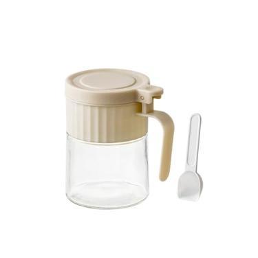 Imagem de Pote de Condimentos Redondo em Vidro com Colher, 280ml, Transparente Potes e Porta-Mantimentos, Porta Temperos Armazenamento, Potes de Mel