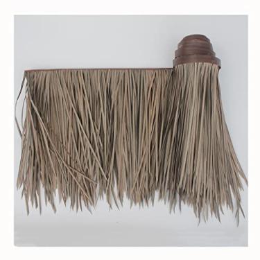 Imagem de Rolos de palha de simulação de plástico resina sintética telha de palha decoração simulador de fazenda telha de palha falsa decoração de casa de palha palha palha feita pelo homem (amarelo f, 0,5 x 8