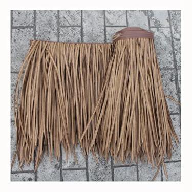 Imagem de Palha falsa à prova de fogo simulação de palha de palmeira artificial rolo de palha 1 x 0,5 cm/3,28 x 0,5 m folhas de palmeira sintéticas telhado de palha para tiki bar jardim deco(amarelo c, 0,5 x 6
