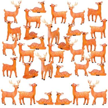 Imagem de Soulchen Conjunto de 24 peças de bonecos de cervos de animais da floresta, pequenos animais da floresta, estátuas de cervo sika, floresta, material de festa para meninos e meninas, micro paisagem de