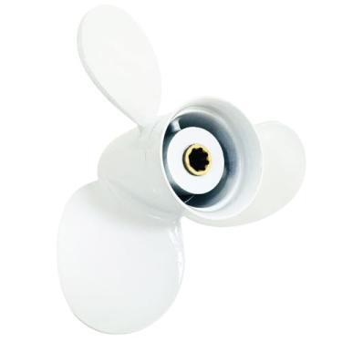 Imagem de Hélice externa para barco 22 x 25 cm, 24 x 25 cm, 24 x 24 cm, 9 1/4 x 22 cm, 9 1/4 x 9,75, 9 1/4 x 11, 9 1/4x12 -J para motores Yamaha 9,9 15 20 HP, barco de alumínio com 8 estrias Propulsão do motor