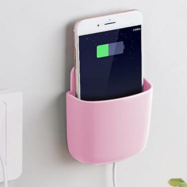 Imagem de Caixa de armazenamento de controle montada na parede para sala de estar ou quarto, caixa pequena para telefone e acessórios, rosa