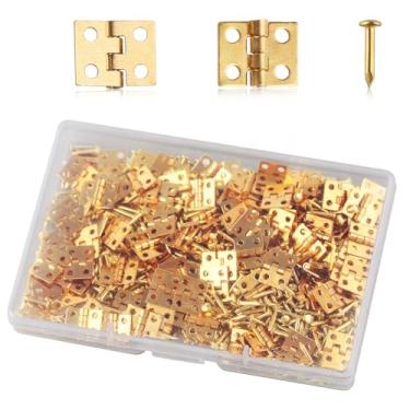 Imagem de 100 peças mini dobradiças de cobre puro armário gaveta dobradiças para caixas de joias de madeira