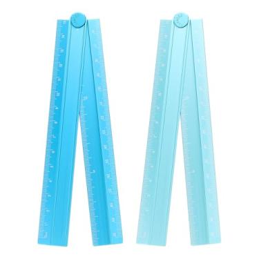 Imagem de Generic 2 réguas retas dobráveis de 30 cm, transferidor métrico de liga de alumínio, régua angular dobrável, ferramenta de medida geométrica com linha angular para escritório de arquiteto, azul pavão
