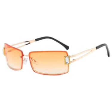 Imagem de Óculos de sol punk de luxo feminino, fashion, retrô, armação pequena, masculino, para atividades ao ar livre, viagem, festa, UV400 (laranja, gradiente dourado)