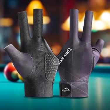 Imagem de Generic Luvas de bilhar de mão esquerda com 3 dedos, 18 x 9 cm, preto, adulto, unissex, entusiastas de bilhar, jogadores de sinuca, atiradores, luvas de bilhar